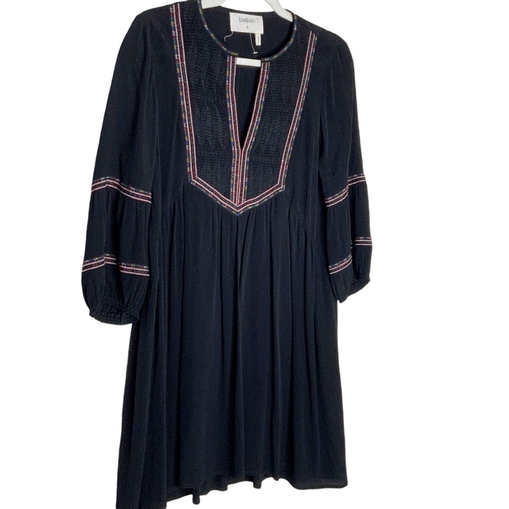 Nwot Ba&Sh Black Shift Dress With Beautiful Stitching.Size 4